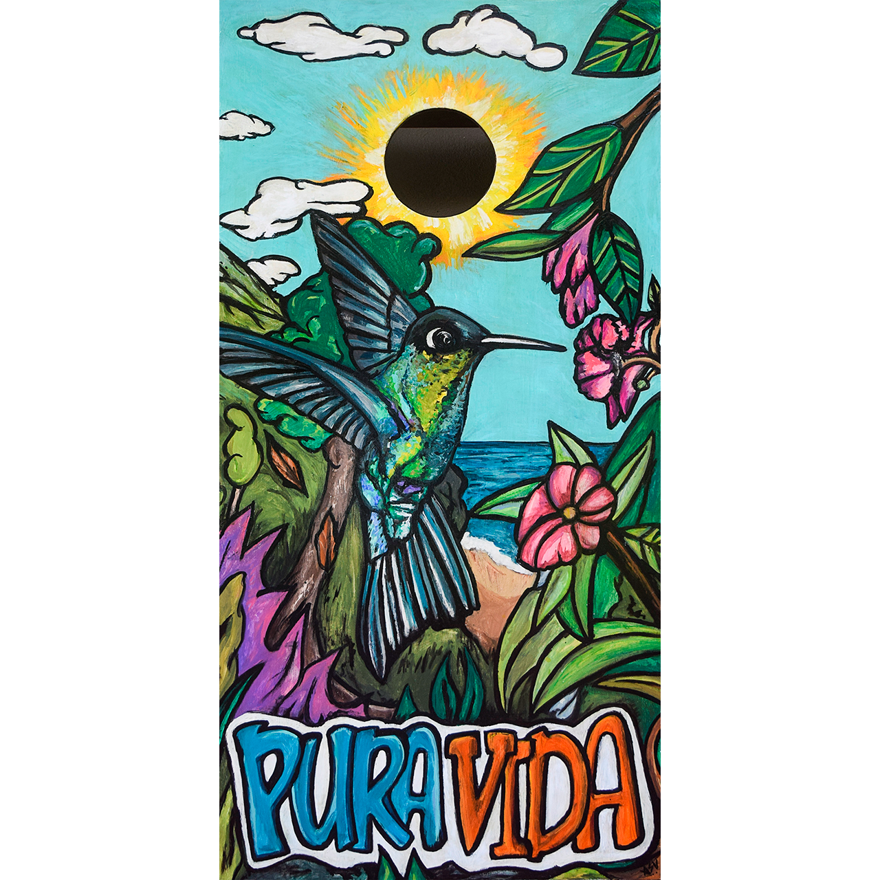 Colibrí, Acrylic on Wood, 60x150cm / 23.6x59in