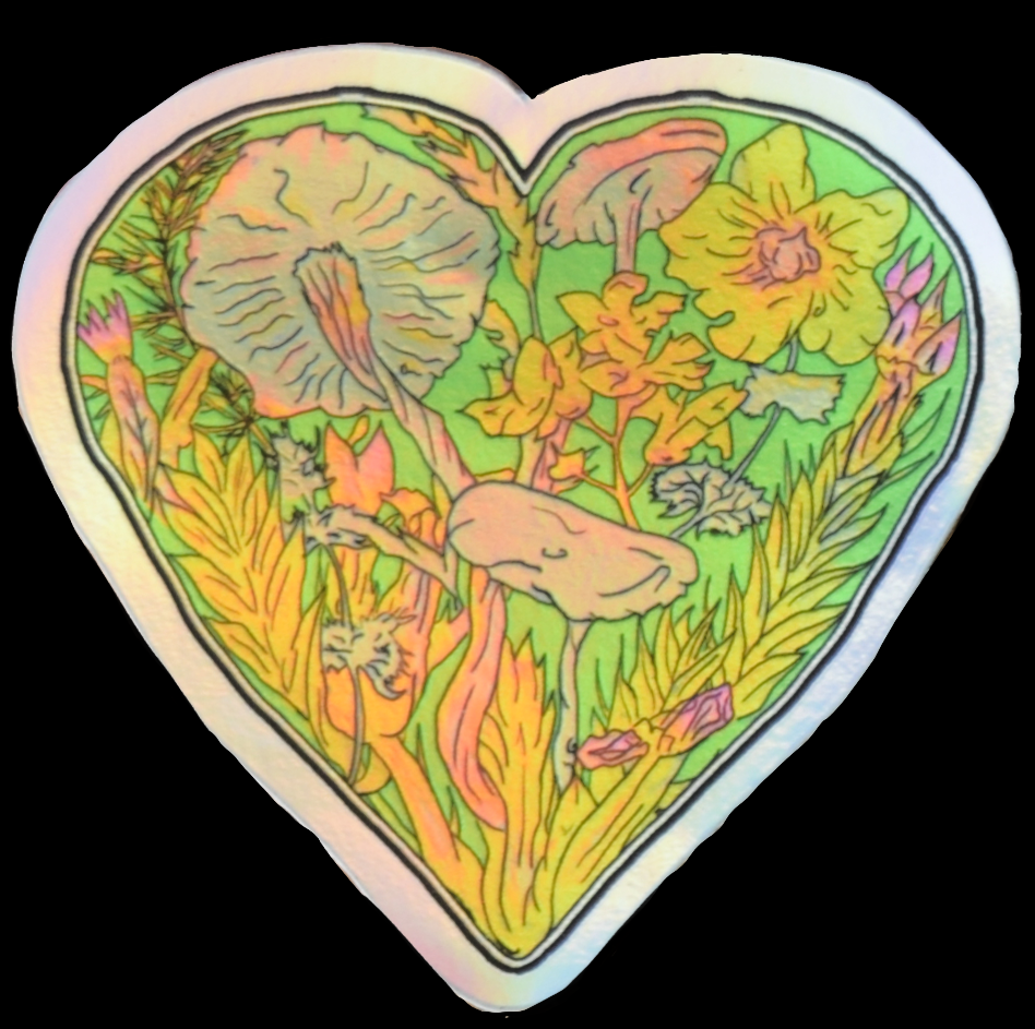 Mushroom Heart, Waterproof Sticker, CR