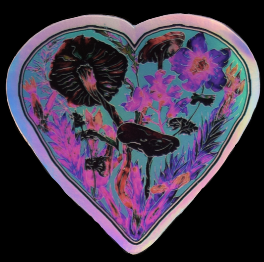 Mushroom Heart, Waterproof Sticker, CR