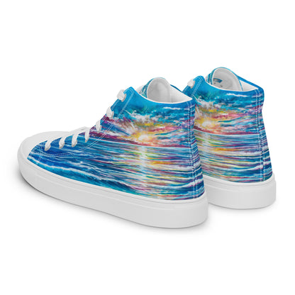 Abstract Sunset, Women’s high top canvas shoes